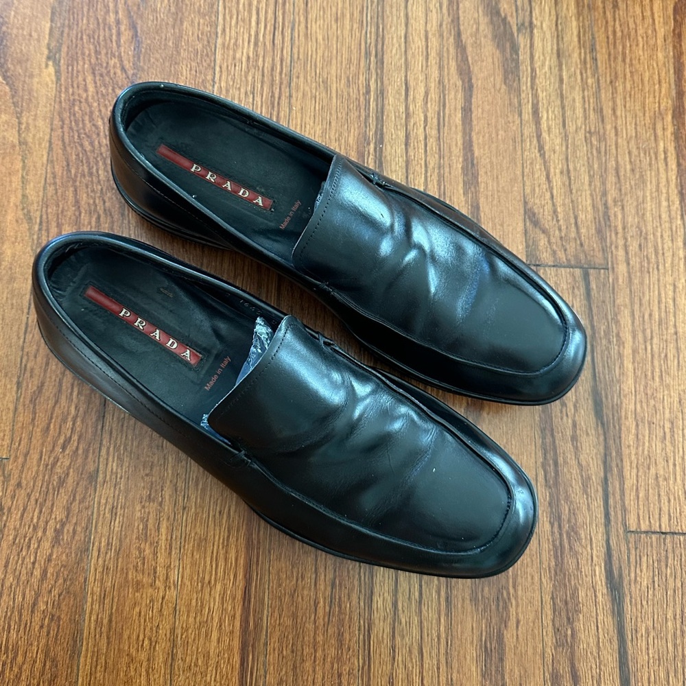 Prada Linea Rossa Black Leather Loafers - Picture 3 of 10